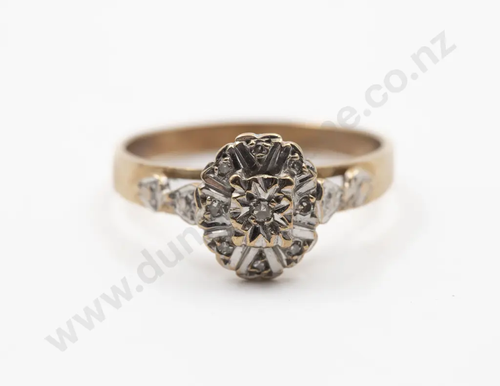 9ct Nine Stone Diamond Cluster Ring Image 1++
