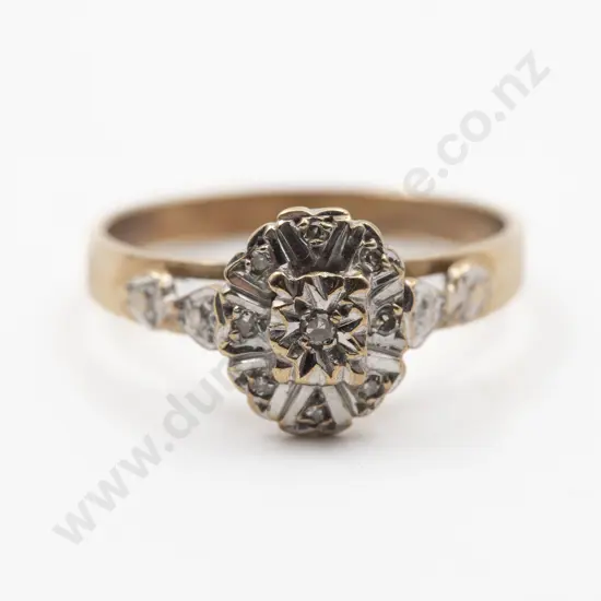 9ct Nine Stone Diamond Cluster Ring