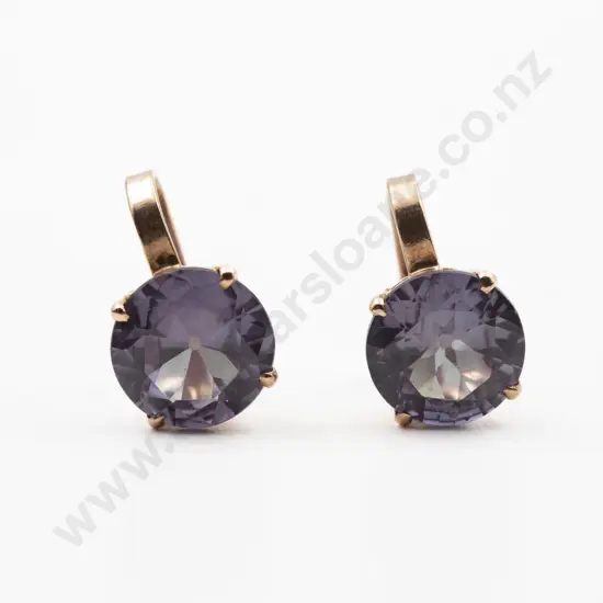 Pair 18ct Single Corundum Variety (Purple Sapphire) Stud Earrings