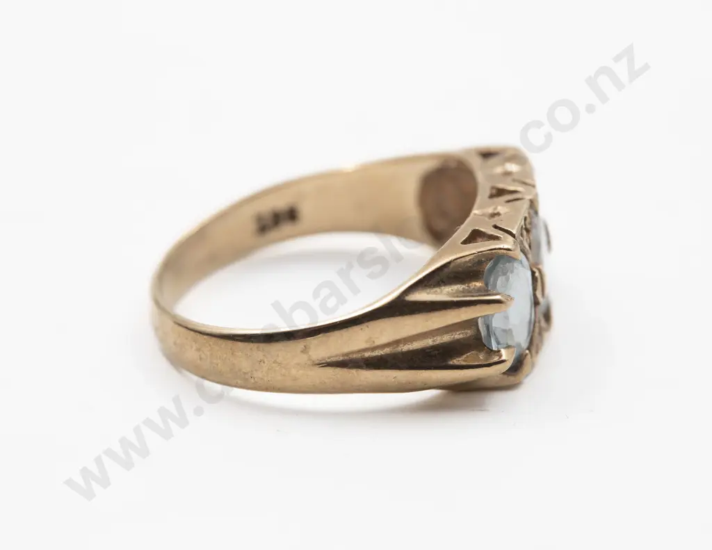 9ct Three Stone Aquamarine Bridge Ring Image 1++