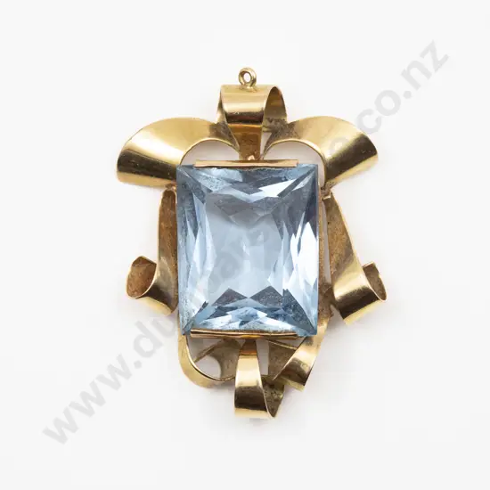 14ct Large SIngle Synthetic Blue Spinel Pendant