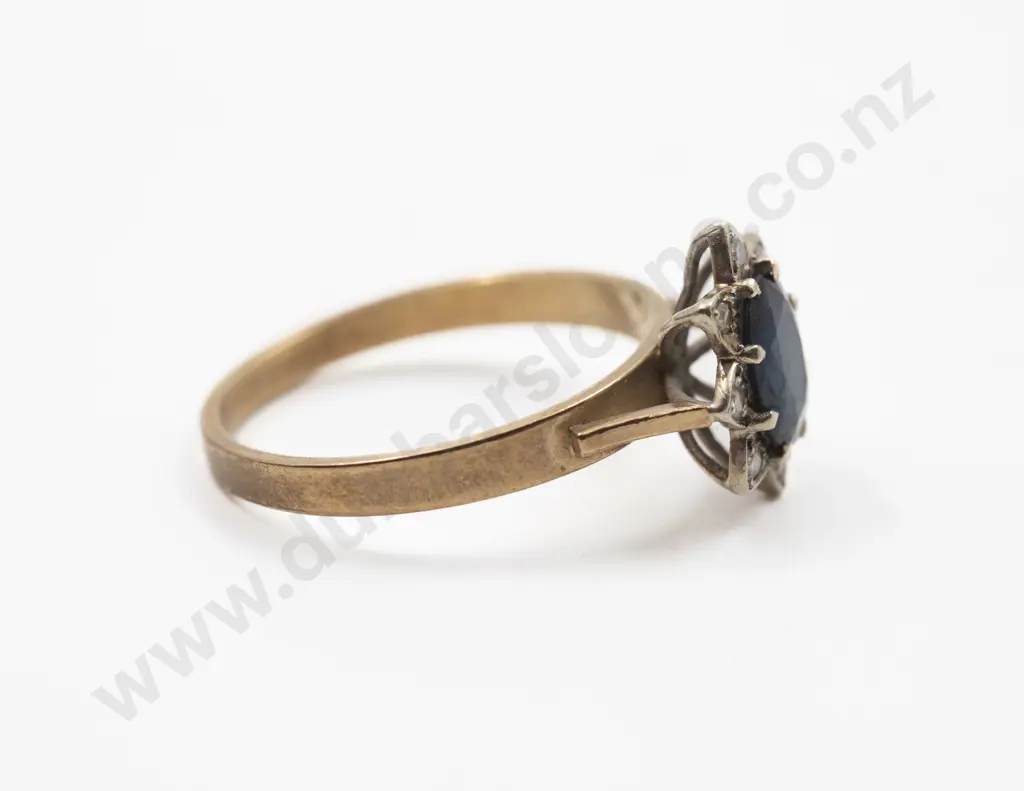 9ct Nine Stone Sapphire and Diamond Cluster Ring Image 1++