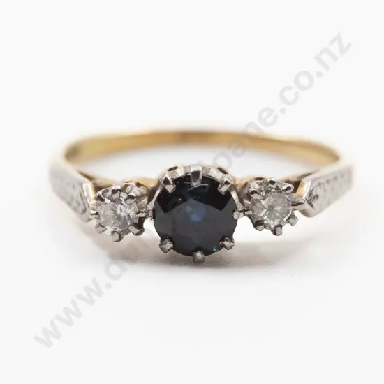 18ct Three Stone Sapphire and Diamond Bridge Ring