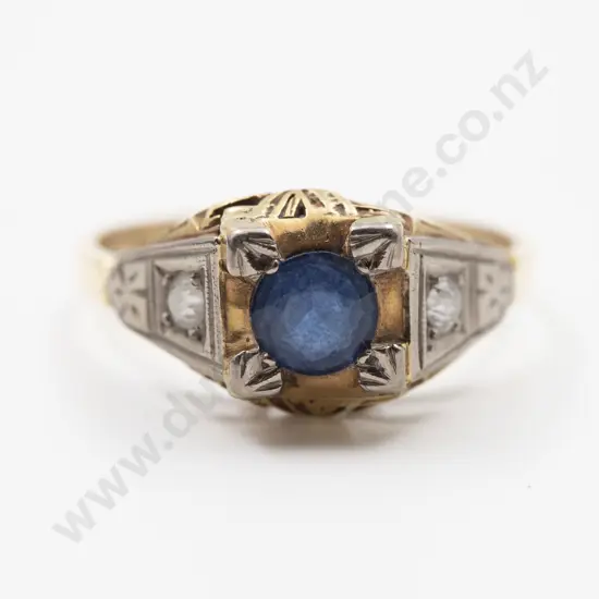 18ct Three Stone Sapphire and Diamond Dress Ring