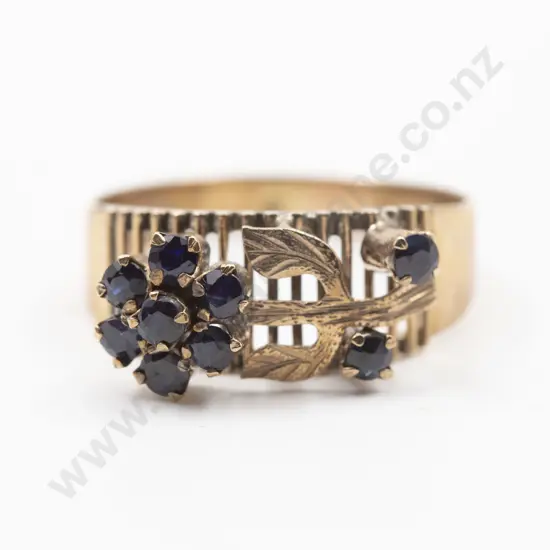 14ct Nine Stone Sapphire Dress Ring
