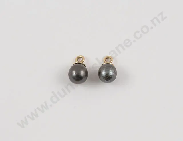 Pair 9ct South Sea Black Pearl Earring Hoop Hangers Image 1++