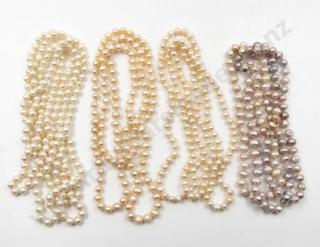 Four Freshwater Pearl Opera Length Necklaces Image 1++