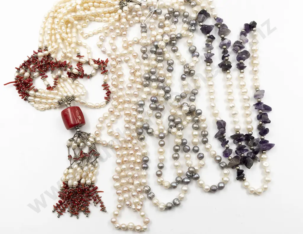Four Freshwater Pearl Necklaces Image 1++