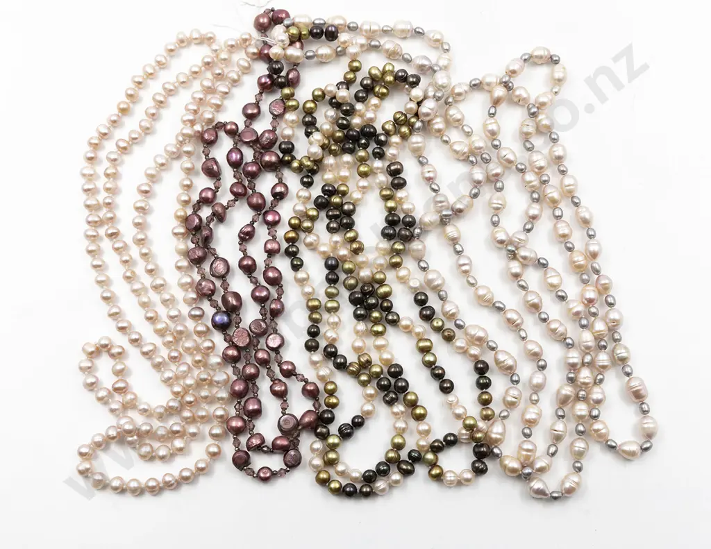Four Freshwater Pearl Opera Length Necklaces Image 1++