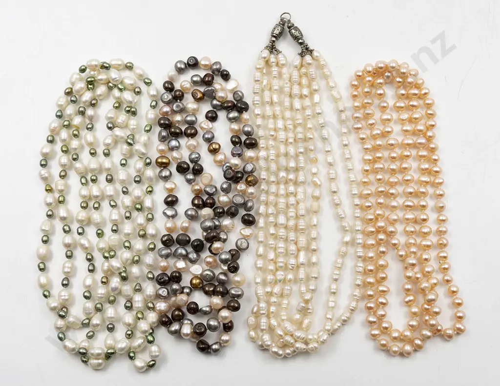 Three Freshwater Pearl Opera Length Necklaces and Multi-Strand Necklace Image 1++