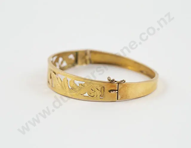 14ct Fancy Hinged Snap Bangle Image 1++