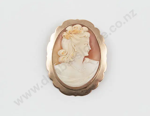 Large 9ct Framed Classic Cameo Portrait Brooch Image 1++