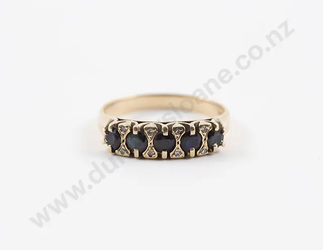 9ct Five Stone Sapphire Bridge Ring Image 1++