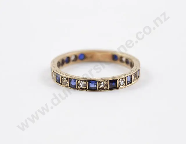 9ct 26stone Blue and White Sapphire Eternity Band Image 1++