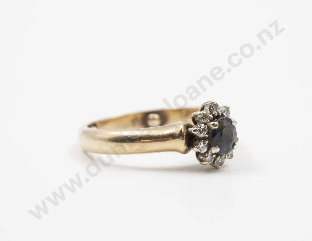 9ct Eleven Stone Sapphire and Diamond Floret Cluster Ring Image 1++