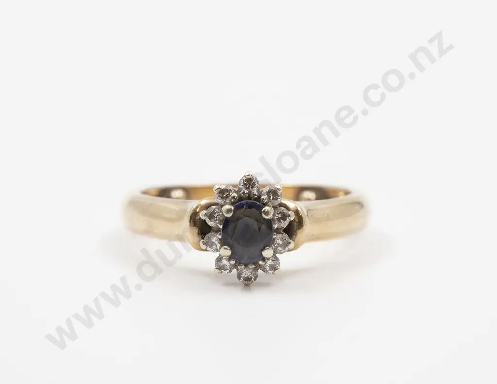 9ct Eleven Stone Sapphire and Diamond Floret Cluster Ring Image 1++