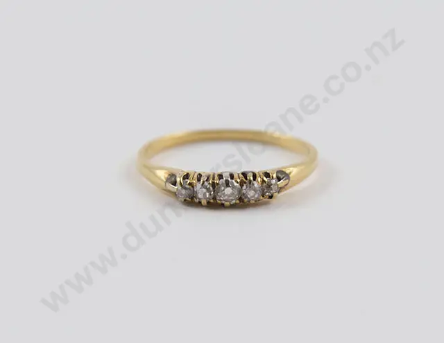 Victorian 18ct Five Stone Diamond Bridge Ring Image 1++