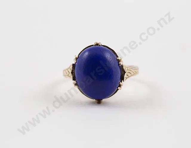 9ct Single Lapis Lazuli Stone Dress Ring Image 1++