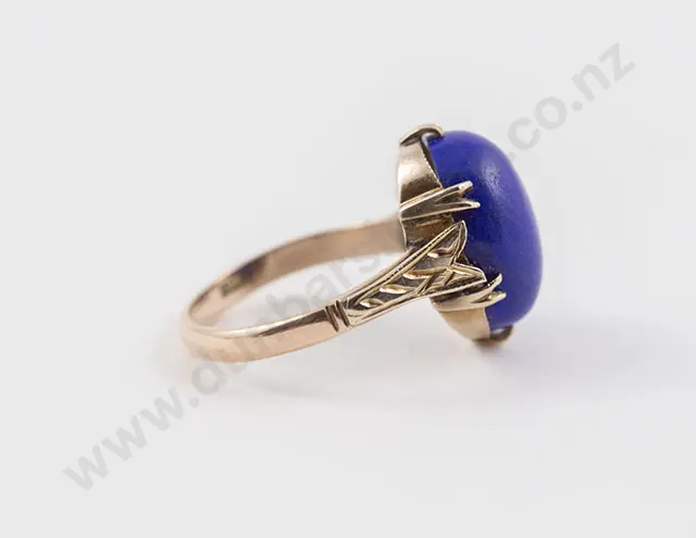 9ct Single Lapis Lazuli Stone Dress Ring Image 1++