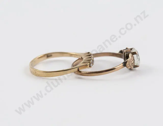 9ct Single Zircon Ring and Four Stone Bridge Ring Image 1++