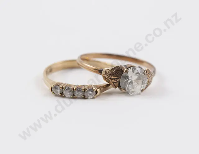 9ct Single Zircon Ring and Four Stone Bridge Ring Image 1++