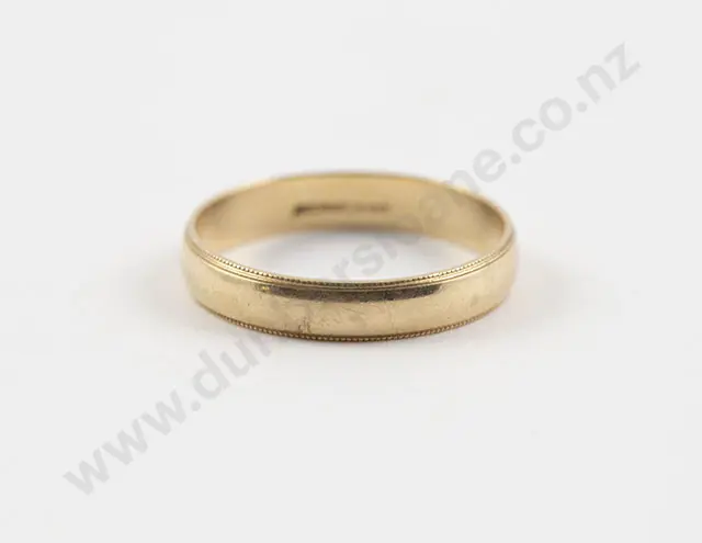 14ct Fine Bead Edged Wedding Band Image 1++