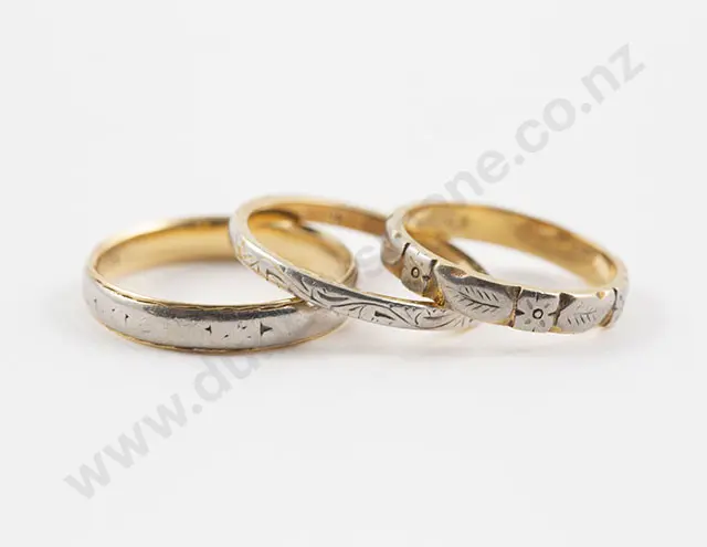Three 18ct and Platinum Wedding Bands Image 1++