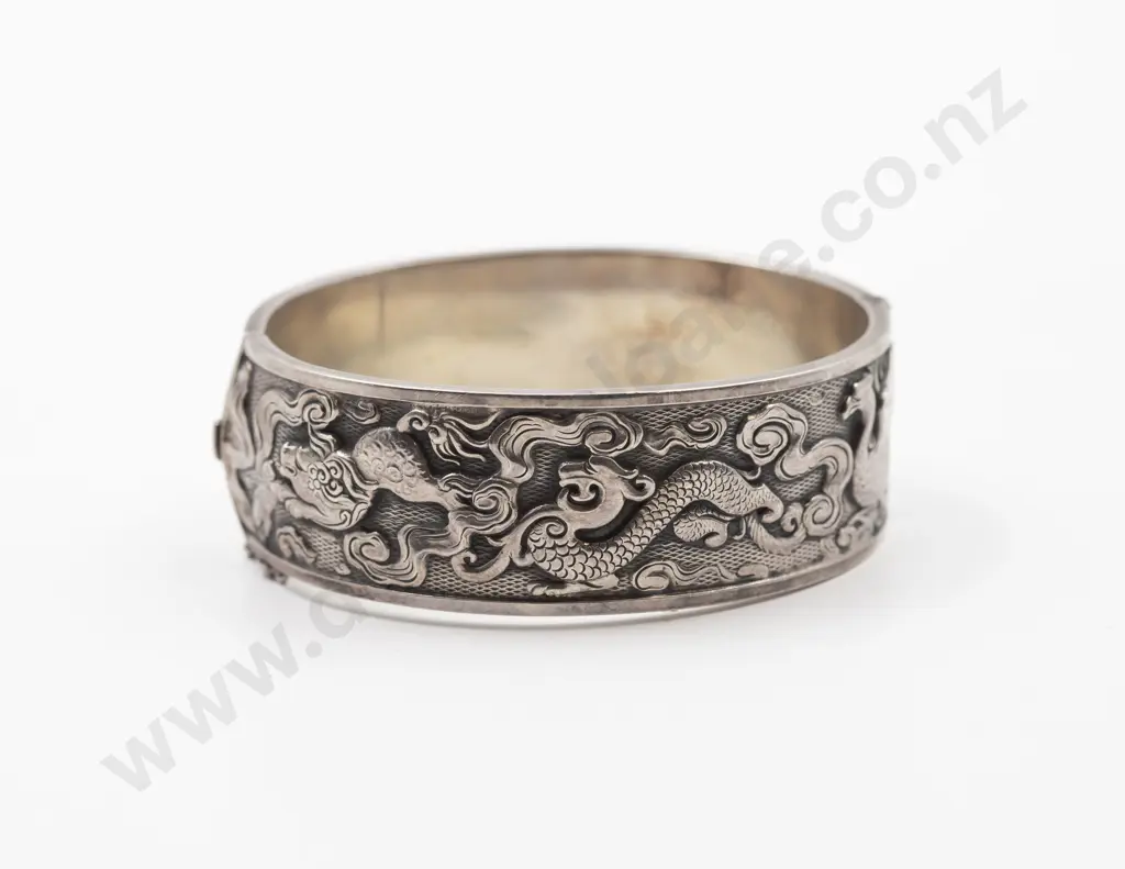 Vintage German S/S Wide Hinged Snap Bangle Image 1++
