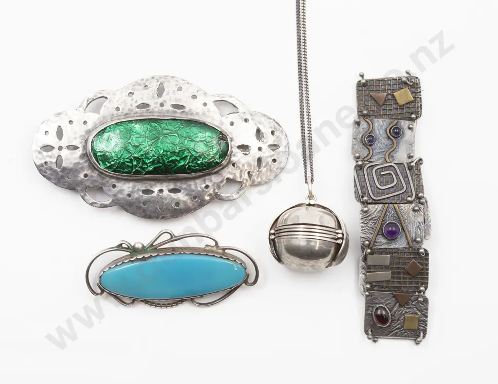 .925 Silver Photo Ball Locket Brooch with metal brooch and bracelet Image 1++