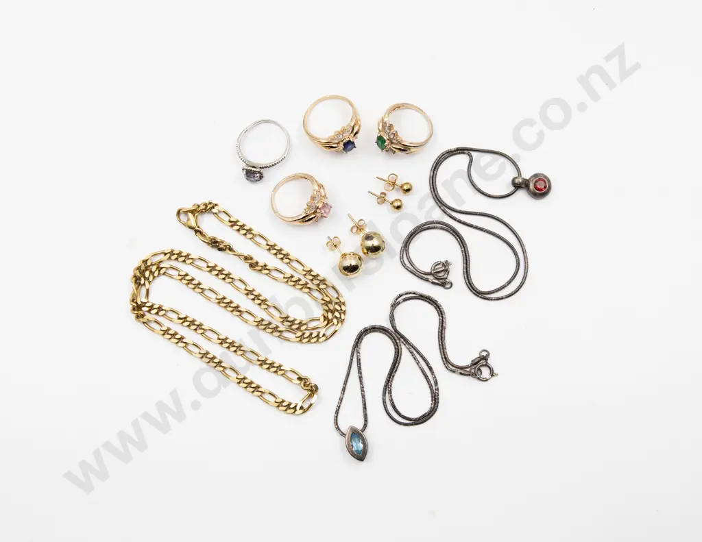 Two S/S and Gem Pendants on Chain Image 1++