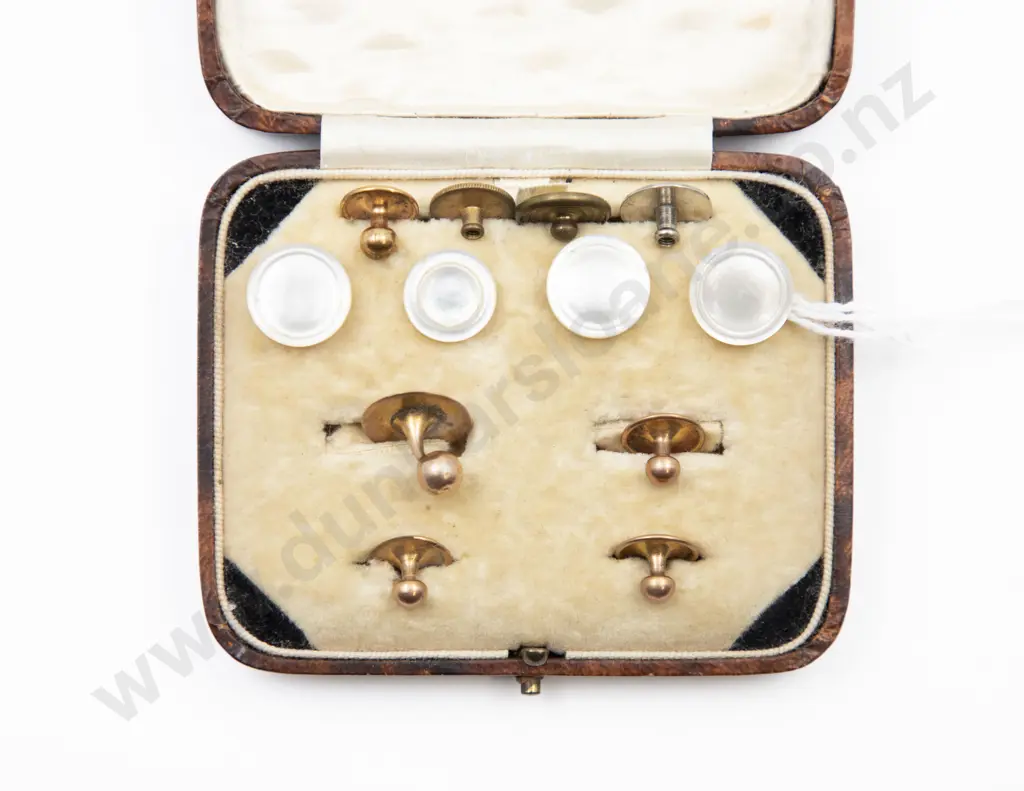 Part Cased Victorian 9ct and MOP Shirt Studs and Buttons Image 1++