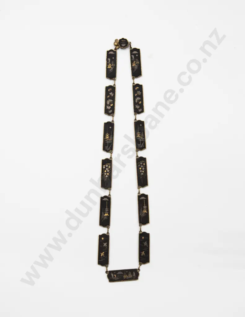 Vintage Japanese Shakudo Damascene Necklace Image 1++