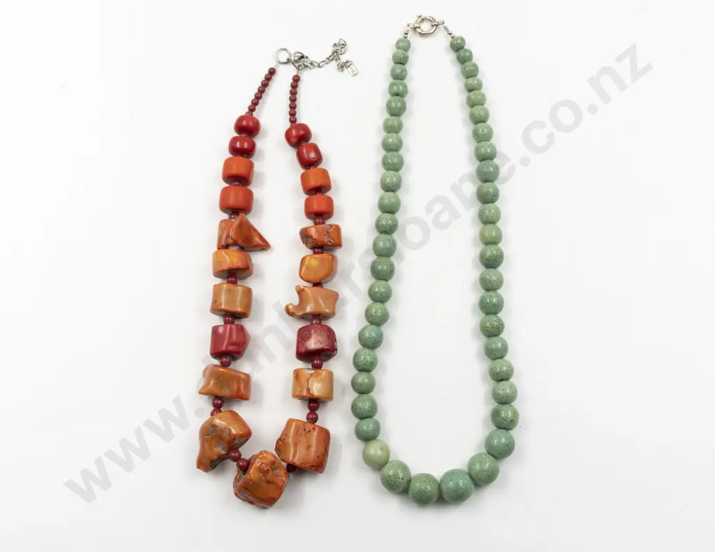 Bold Single Strand Graduated Red Bamboo Coral Necklace Image 1++