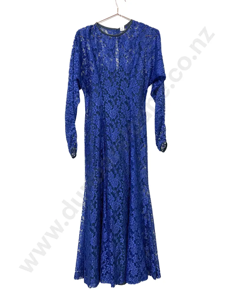 Shantelle Design Blue Sculptured Lace Gown Image 1++