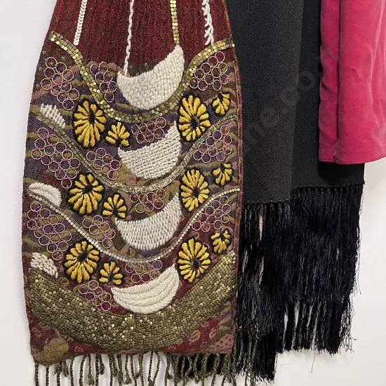 Indian Wool Embroidered Fancy Neck Scarf and two other