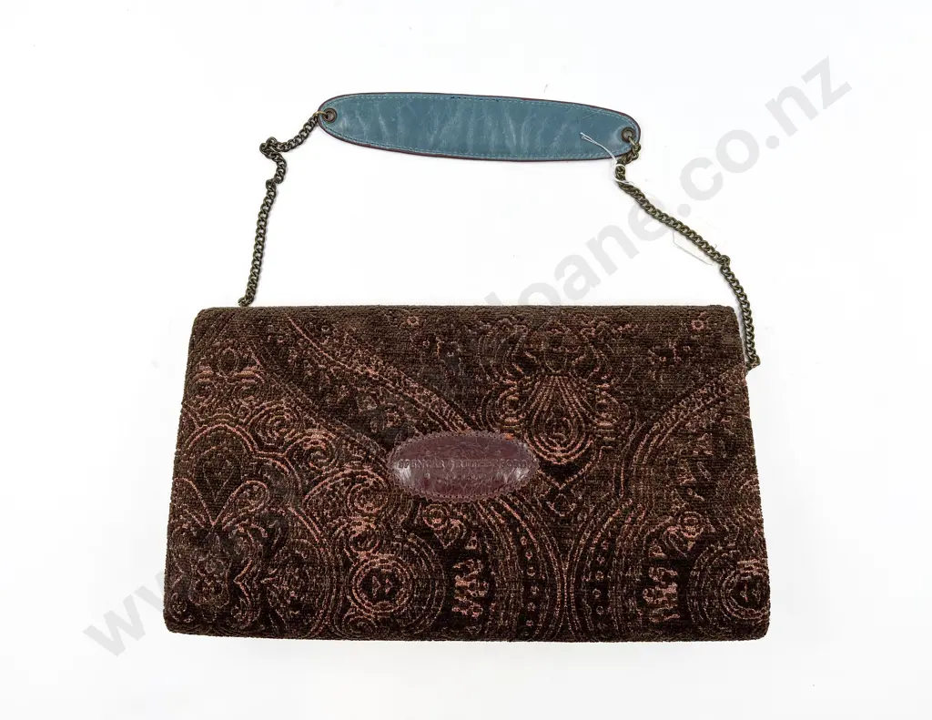 Spencer & Rutherford Printed Velvet & Leather Shoulder/Clutch Purse Image 1++