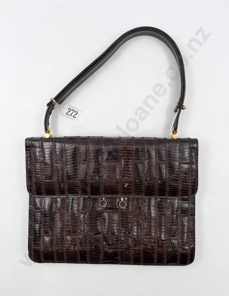 J Perez Leather and Lizard Handbag Image 1++