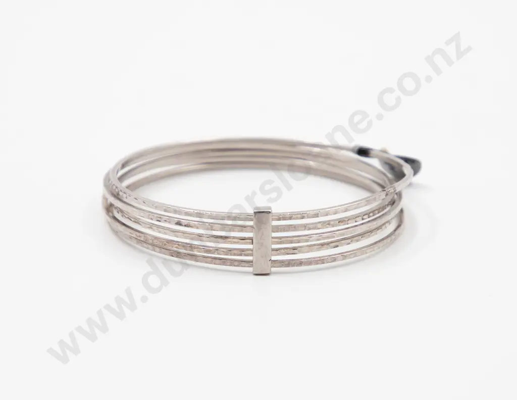 Italian Silver Five Faceted Bangles Image 1++