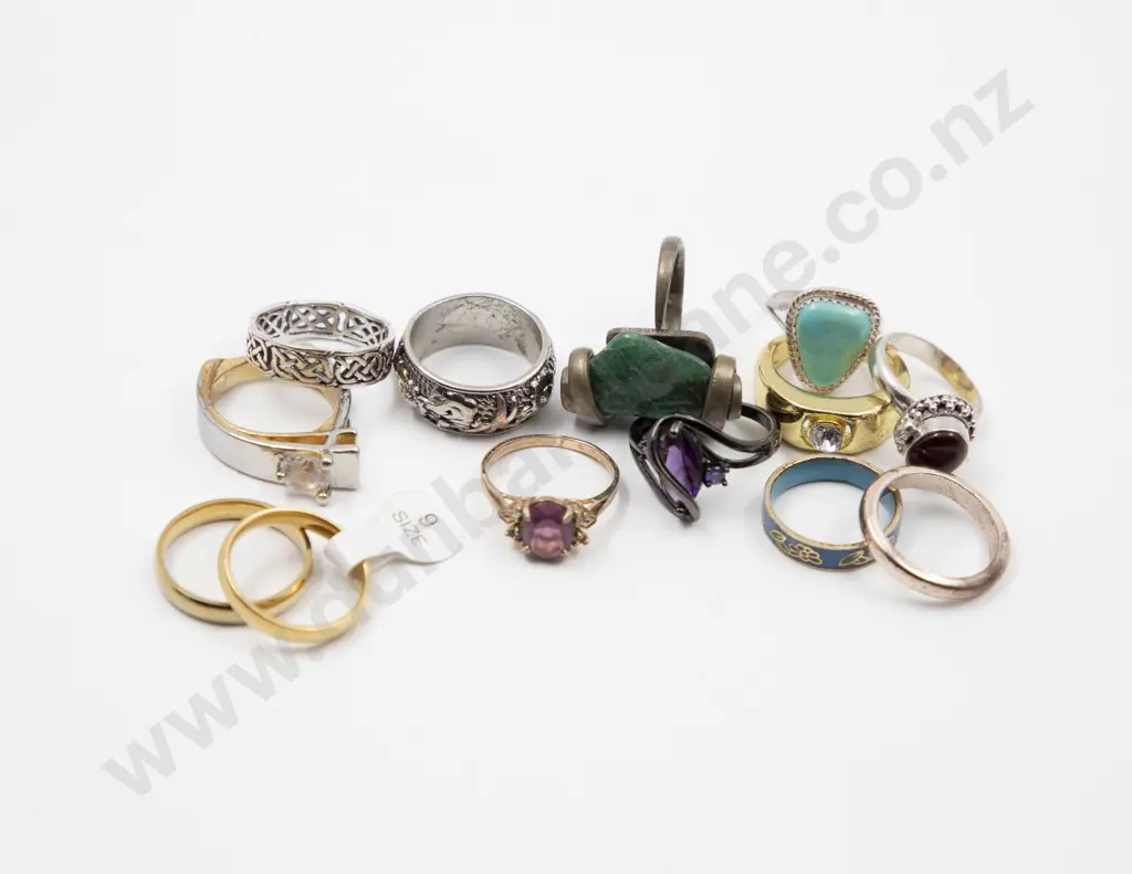 Twelve Costume Dress Rings and five pair earrings Image 1++