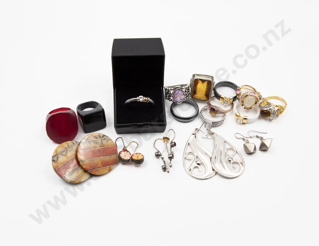 Twelve Costume Dress Rings and five pair earrings Image 1++
