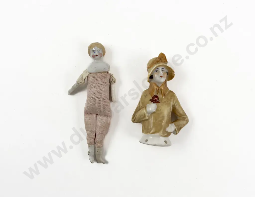 Victorian China Shoulder Plate Doll and Art Deco Half Head Image 1++
