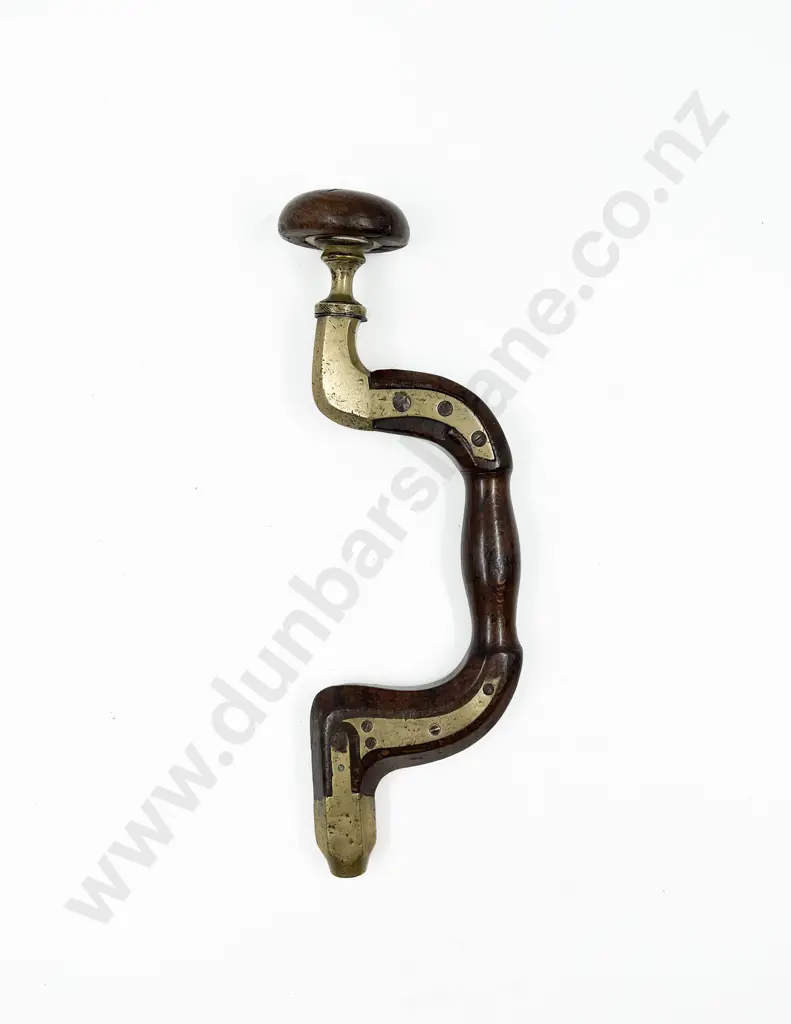 Victorian Mahogany & Brass Drill Bit Brace Image 1++