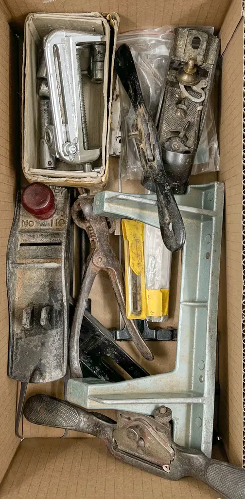 Box with Mixed Steel Tools including Spoke Shave Image 1++