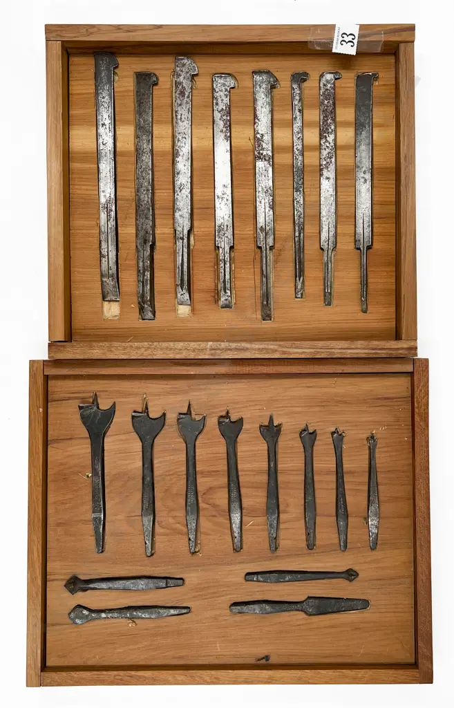 Group of Eight Steel Plane Blades and another Group of Steel Bits Image 1++