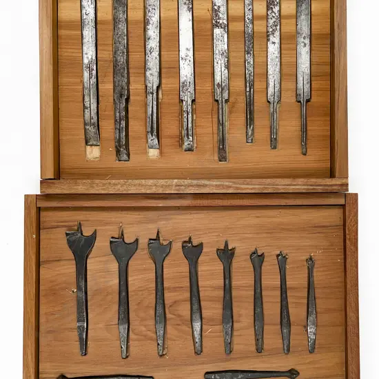 Group of Eight Steel Plane Blades and another Group of Steel Bits