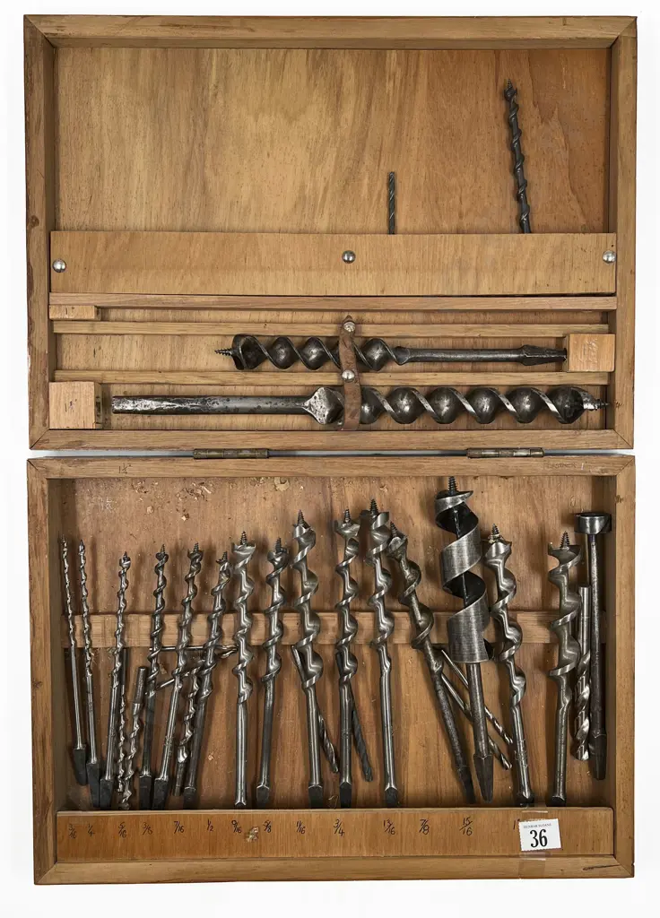 Wooden Case of Assorted Steel Drill Bits Image 1++