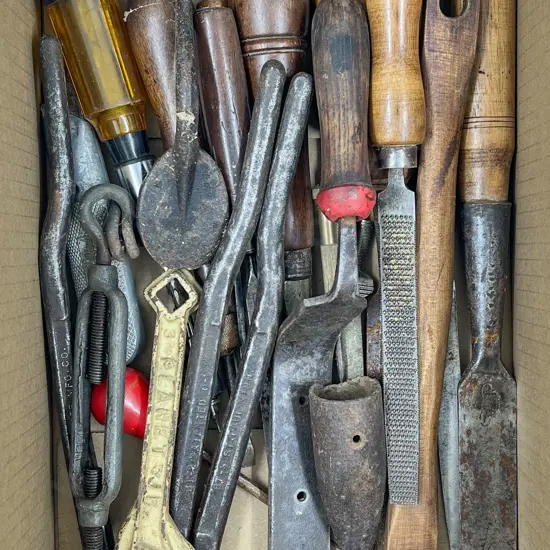 Box with Various  Chisels