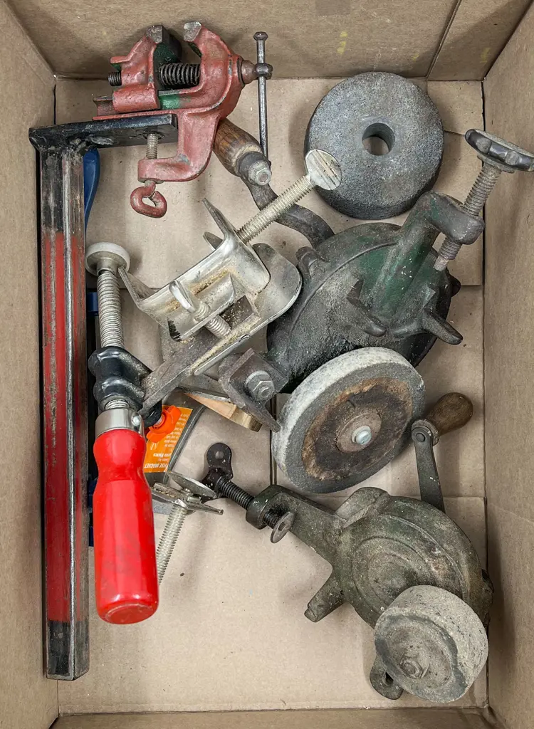 Box with Various Bench Grinders Image 1++