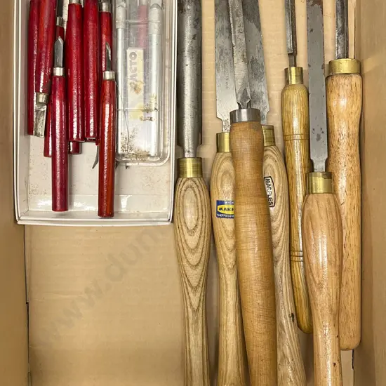 Box of Marples & Other Wooden Handled Chisels