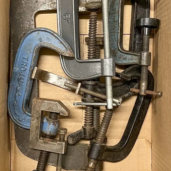 Box of Various Steel G Clamps